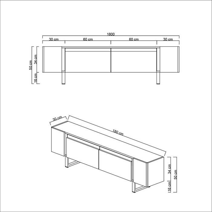 Hanah Home Mueble para TV Yildiz Travertino y Negro Hanah Home Mueble para TV Yildiz Travertino y Negro